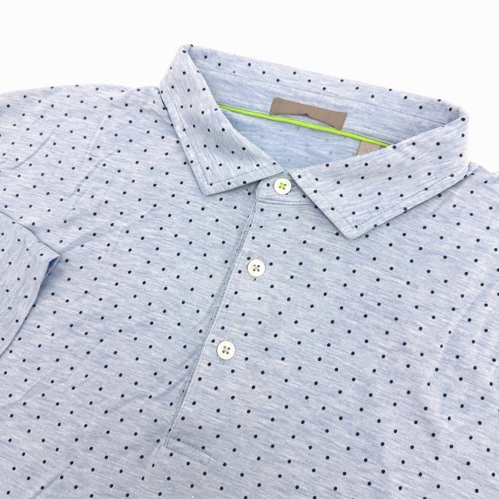 Tasc Polo Shirt Mens XL Blue Polka Dot Modal Blend Short Sleeve Casual Preppy